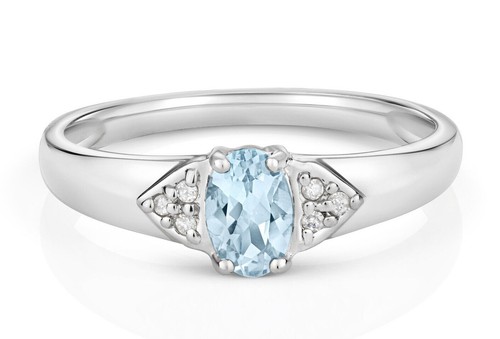 Bague aigue marine diamant - aigue-marine,