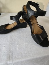 Tamaris Womens Black Leather Sandals Quiet Luxury Timeless Old Money Size 38 