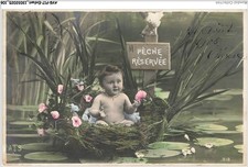 AVGP17-1086-CHILDREN - Portrait of baby in a nest on the surface of the water - Pec