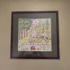 16th Century Orchard Scene Silk Painting