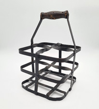 Ancien Casier Porte 4 Bouteilles Poignée Bois Zinc Vintage - C01