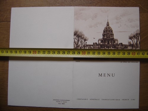 1954 menu cgt marine - 1954, paquebot