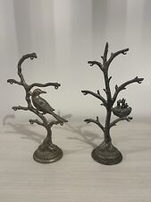 Duo De Statuettes En Métal Déco Oiseau Nid Bébés Oisillons Pour Photos Ou Autres