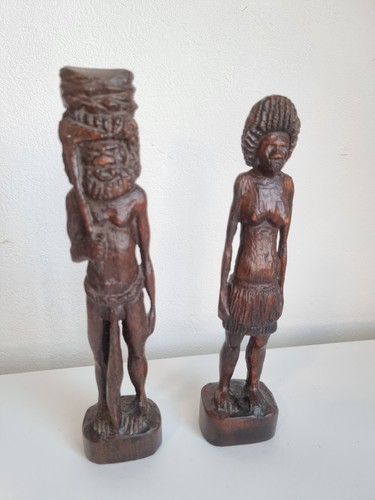 Paire statues bois - de, kanak