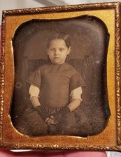 sixth plate daguerreotype sealed image of young pensive girl in chair no case