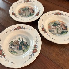 3-OBERNAI FAIENCE SARREGUEMINES FRANCE 9” Hollow Dishes/Plates H.Loux