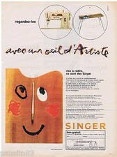 ADVERTISEMENT ADVERTISING 115 1961 SINGER sewing & knitting machine ARTIST