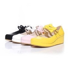 Womens Platform Wedge Heels  Mary Jane Bowknot Lolita Creepers Pump Buckle Shoes