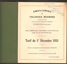 GOSSELIES (BELGIUM) CATALOG Art Menager, ENAMEL FACTORY & TOLERANCE in 1931