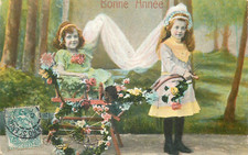 CP GOOD YEAR ELEGANT LITTLE GIRLS WITH FLOWER WHEELBARROW CHAIR - 34155