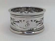 Antique English Sterling Silver Napkin Ring "J" initial engraving, dated 1924