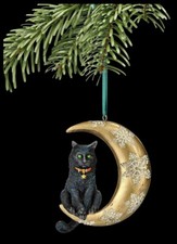 Ornement De Noël - Chat Sur La Lune - Boule De Noël Décoration Cadeau Magie