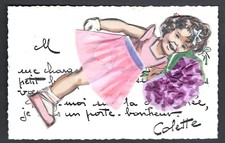 Postcard COLETTE Germaine BOURET DECOUPI SEQULETTE Dim 9 x 14 cm