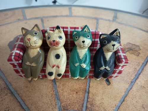 Figurines chat bois lot de - en,