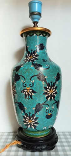 Ancienne jolie lampe vase bleu