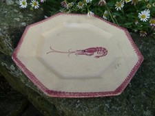 Charles Maillard Henriot Quimper Octagonal Shrimp Dessert Plate 20cm Dia