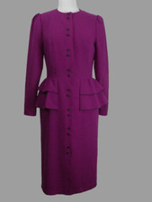Robe en Crêpe violette "HARBORD" à manches longues et petit boutonnage noire