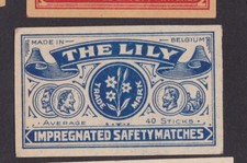 Antique Match Tag Belgium BN43840 The Lily Fleur Lys 2 Average 40