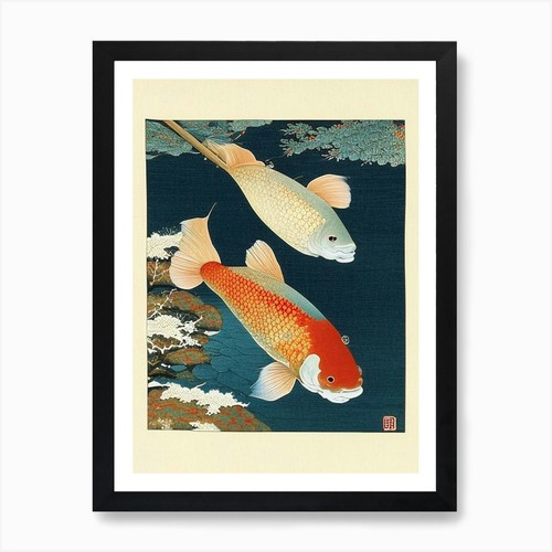 Tancho koi fish ukiyo - tancho, style