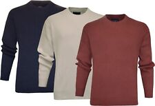 Knitted Jumper 100% Cotton Plain Ribbed Design Crew Neck Pullover Top Ex Store