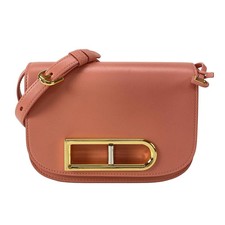 Auth DELVAUX Lango-Small Pink Leather Shoulder Bag