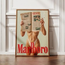 Vintage Cigarette Western Poster Wall Art, Retro Marlboro Print, Marlboro Model