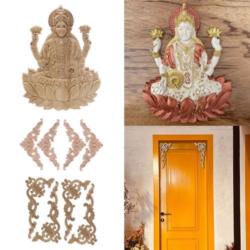 4pcs bois sculpté - , applique