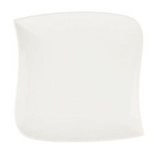 Lot de 6 Assiettes Plates Carrées "Vague" 25cm Blanc