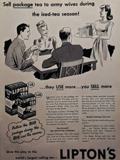 Lipton's Tea Army Officers Couples Play Cards Big Iced-Tea Season  Print Ad 1946