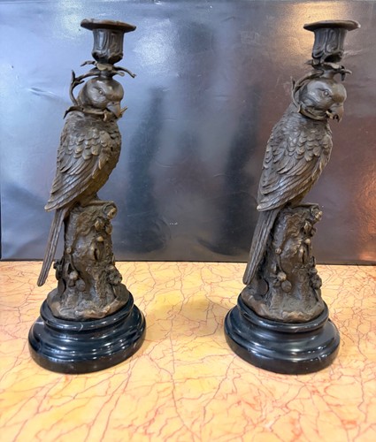 Paire bougeoirs bronze - bougeoirs,