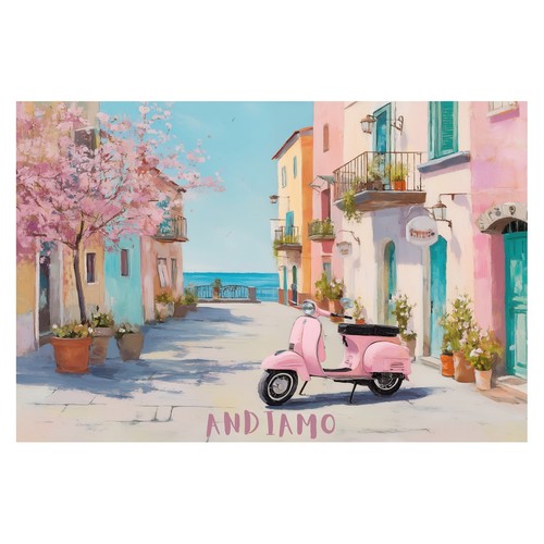 Affiche scooter rose art - affiche,