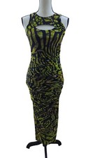 FUZZI Jean Paul Gaultier Dress Tulle Ruched 2XS Vtg 90s Grunge Retro Psychedelic