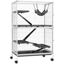 Metal Small Animal Cage, 5-Tiers Rolling Big Ferret Cage with Hammock, Remova...