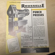 Vtg Service Machine Co Brochure Rousselle Punch Presses 4W 3G 0A 1A + Catalog
