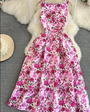 Robe Rose Vintage Fleuri 