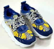 Versace Chain Reaction Bluette Gold Men Sneakers US 10.5 EU 43.5