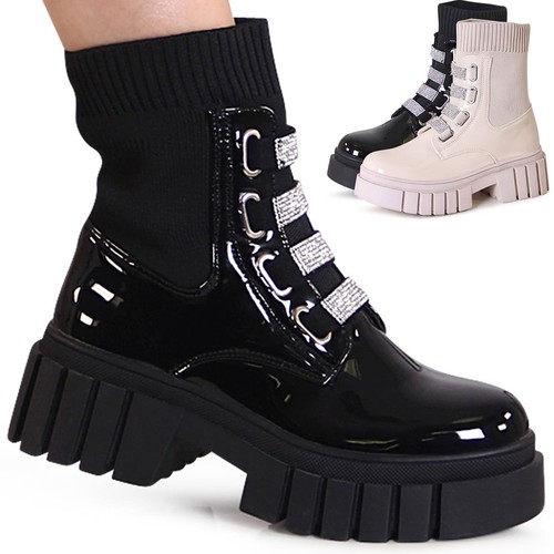 Bottes biker femme laque - bottes,