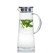 Carafe en Verre 1.4L Pichet en Verre avec Vouvercle Carafe Eau Borosilicaté R...