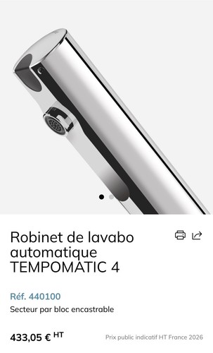 Delabie tempomatic robinet - tempomatic,