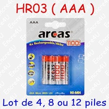 Piles Accus Rechargeables AAA LR03 - dispo aussi en version Alcaline " jetable "