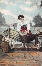 FANCY POSTCARD / REPRESENTATIVE OF BABIES / NET FISHING / BASKET
