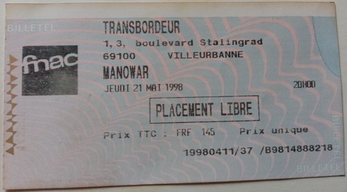 Manowar ticket billet concert - manowar,