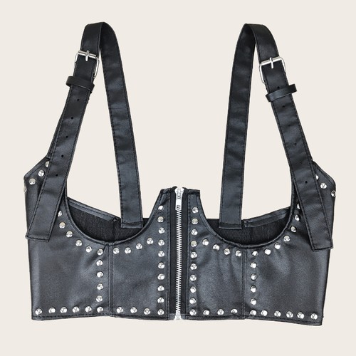 Femme simili cuir rivet large - femme,