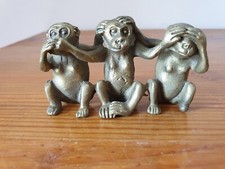 Figurine les trois singes de la sagesse en bronze 5x8 cm