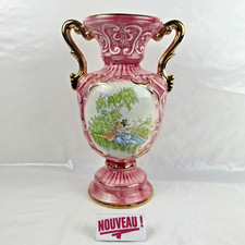 ➜LARGE Decorative Gold/Pink Enamel Ceramic Handles Vintage Rococo Italy