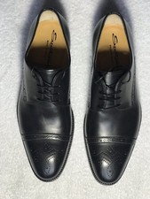 Santoni Black Dress Shoes Cap