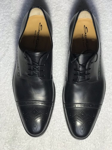 Santoni black dress shoes cap - dress,