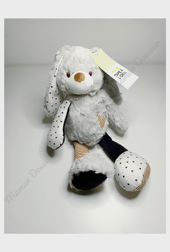 Peluche doudou lapin gris - lapin,