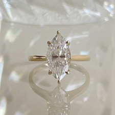 2Ct Marquise Cut VVS1 Moissanite Solitaire Wedding Ring 14K Yellow Gold Plated