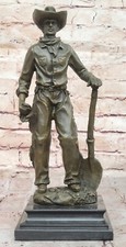 Sculpture En Bronze Massif À 100% Figurine Art Cowboy Western Statue Collectible